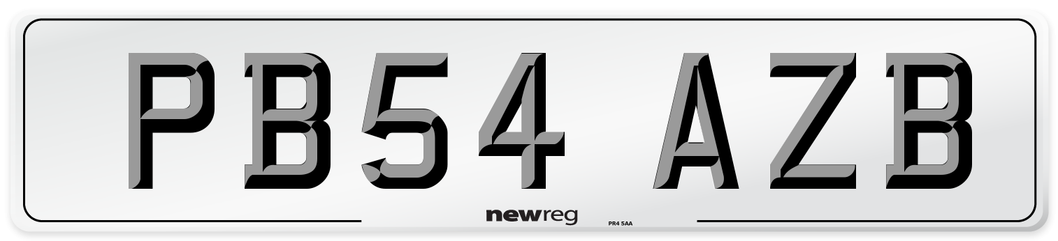 PB54 AZB Number Plate from New Reg